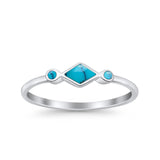 Square Vintage Style Petite Dainty Statement Fashion Thumb Ring Lab Created Opal 925 Sterling Silver