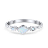 Square Vintage Style Petite Dainty Statement Fashion Thumb Ring Lab Created Opal 925 Sterling Silver