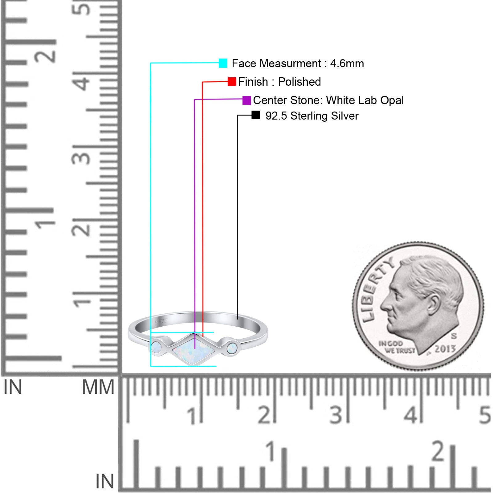 Square Vintage Style Petite Dainty Statement Fashion Thumb Ring Lab Created Opal 925 Sterling Silver