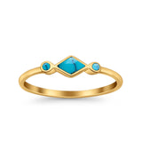 Square Vintage Style Petite Dainty Statement Fashion Thumb Ring Lab Created Opal 925 Sterling Silver