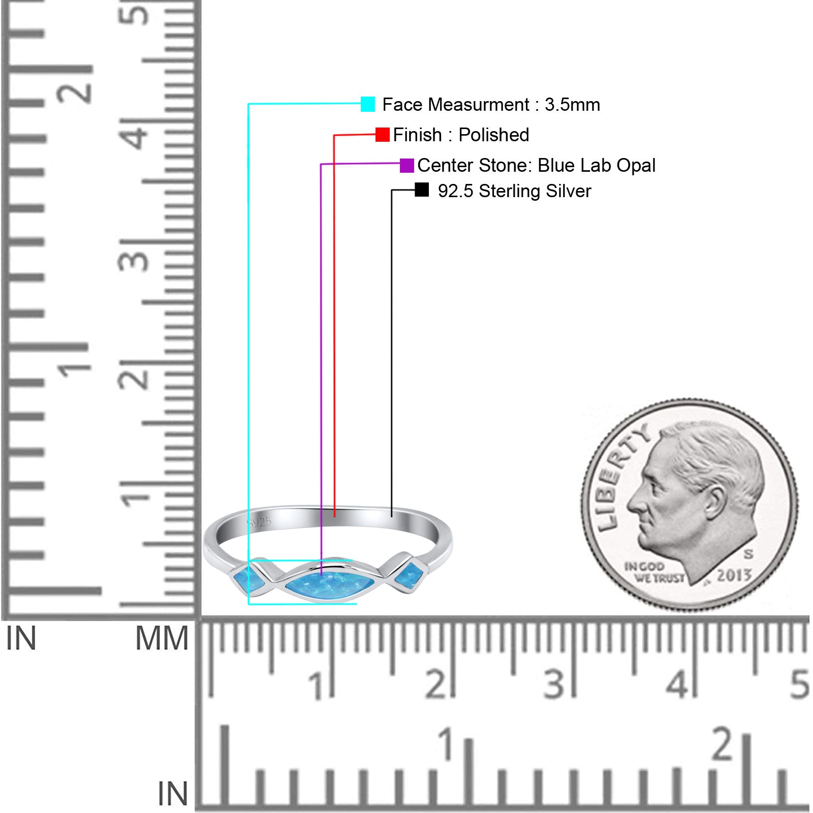 Marquise Vintage Style Petite Dainty Fashion Thumb Ring Lab Created Opal Solid 925 Sterling Silver
