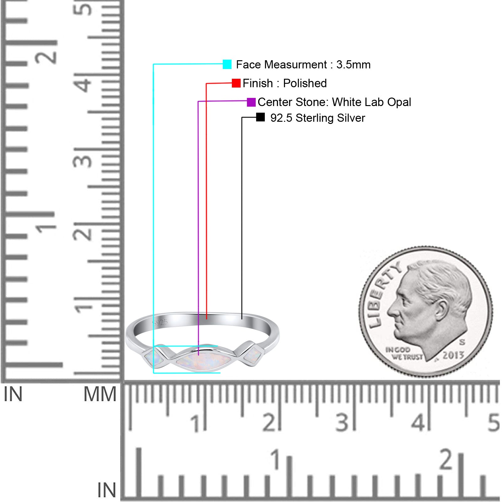Marquise Vintage Style Petite Dainty Fashion Thumb Ring Lab Created Opal Solid 925 Sterling Silver