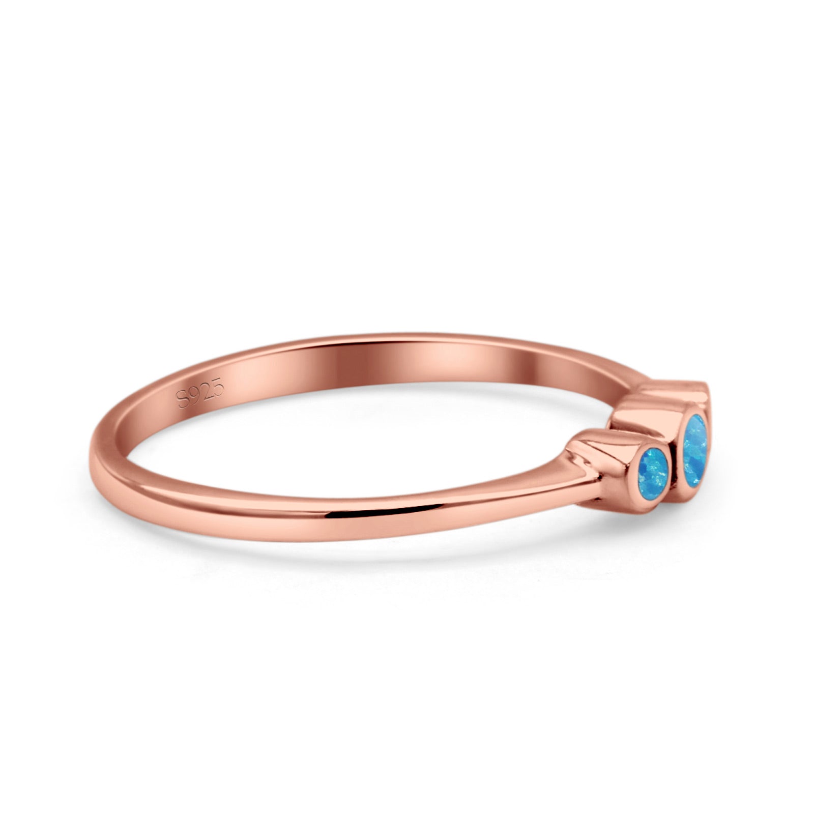 Three Stone Petite Dainty Thumb Fashion Ring Lab Created Opal Solid 925 Sterling Silver