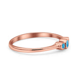 Three Stone Petite Dainty Thumb Fashion Ring Lab Created Opal Solid 925 Sterling Silver
