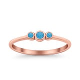 Three Stone Petite Dainty Thumb Fashion Ring Lab Created Opal Solid 925 Sterling Silver