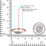Three Stone Petite Dainty Thumb Fashion Ring Lab Created Opal Solid 925 Sterling Silver