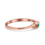 Three Stone Petite Dainty Thumb Fashion Ring Lab Created Opal Solid 925 Sterling Silver