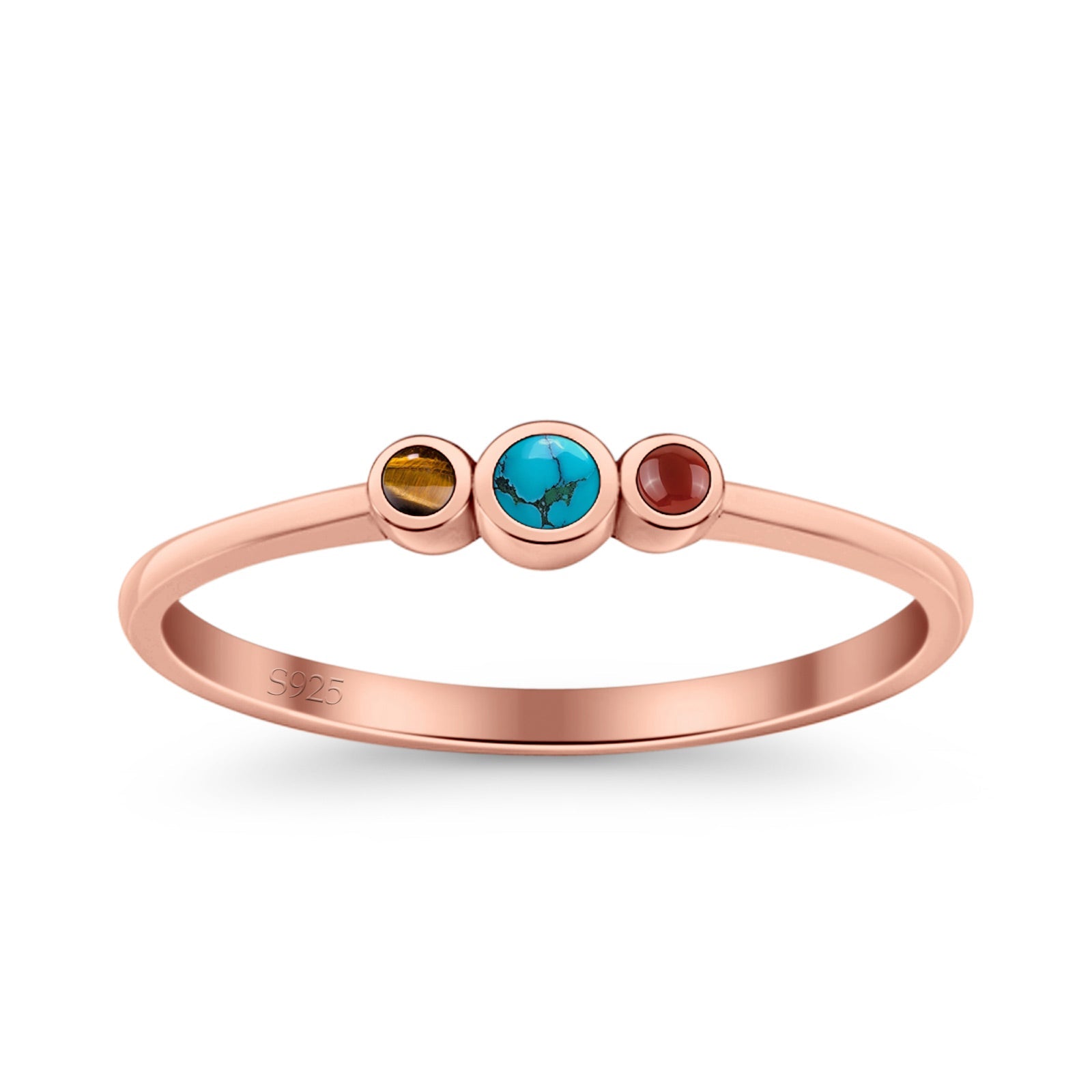 Three Stone Petite Dainty Thumb Fashion Ring Lab Created Opal Solid 925 Sterling Silver