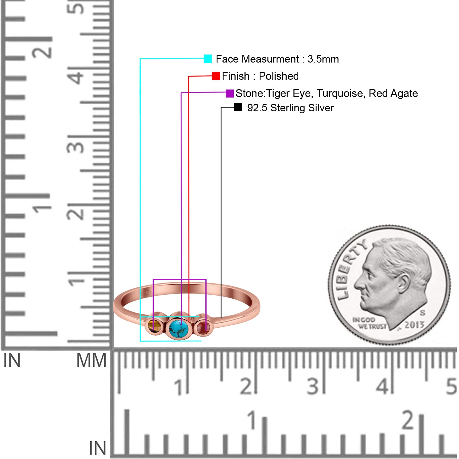 Three Stone Petite Dainty Thumb Fashion Ring Lab Created Opal Solid 925 Sterling Silver
