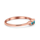 Three Stone Petite Dainty Thumb Fashion Ring Lab Created Opal Solid 925 Sterling Silver