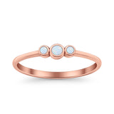 Three Stone Petite Dainty Thumb Fashion Ring Lab Created Opal Solid 925 Sterling Silver