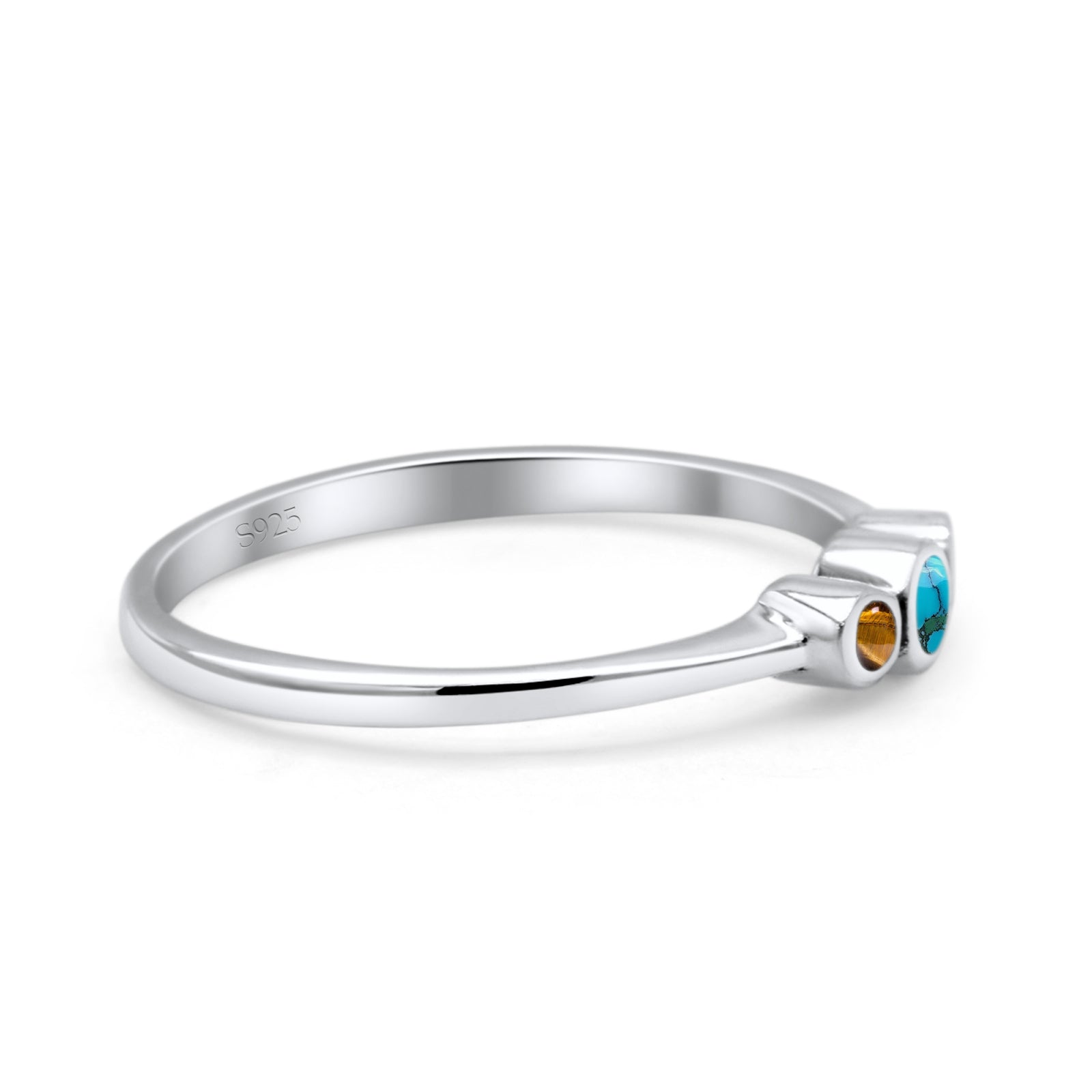 Three Stone Petite Dainty Thumb Fashion Ring Lab Created Opal Solid 925 Sterling Silver