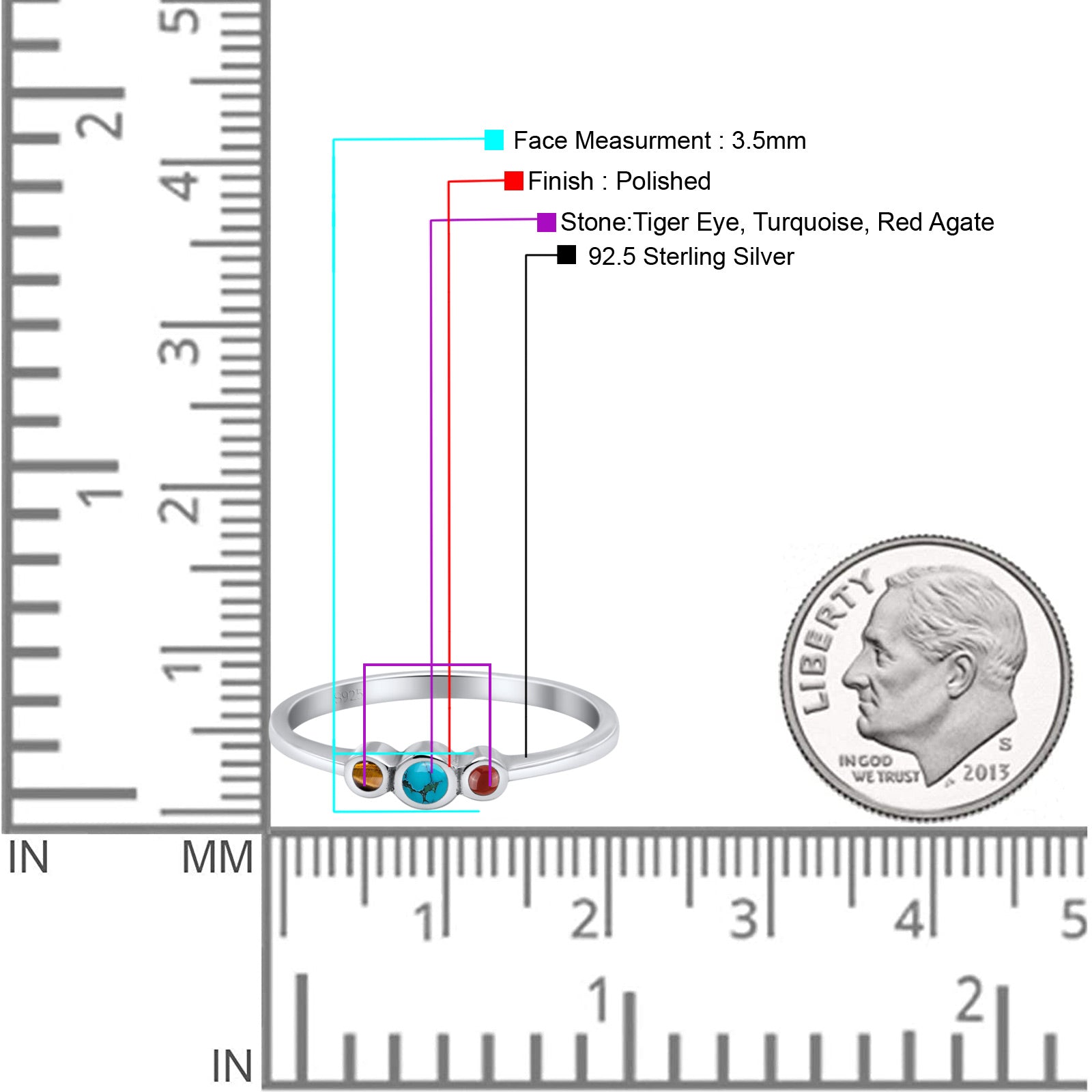 Three Stone Petite Dainty Thumb Fashion Ring Lab Created Opal Solid 925 Sterling Silver