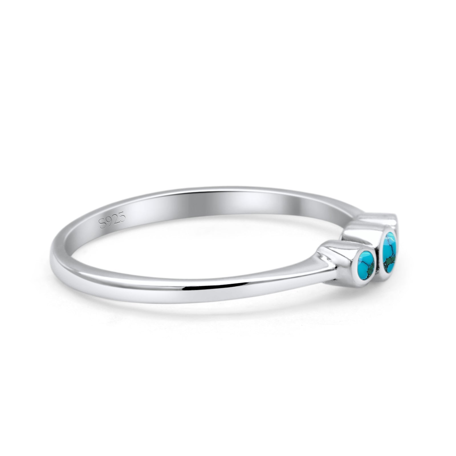 Three Stone Petite Dainty Thumb Fashion Ring Lab Created Opal Solid 925 Sterling Silver