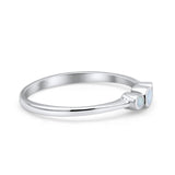 Three Stone Petite Dainty Thumb Fashion Ring Lab Created Opal Solid 925 Sterling Silver