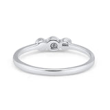 Three Stone Petite Dainty Thumb Fashion Ring Lab Created Opal Solid 925 Sterling Silver