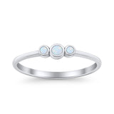 Three Stone Petite Dainty Thumb Fashion Ring Lab Created Opal Solid 925 Sterling Silver