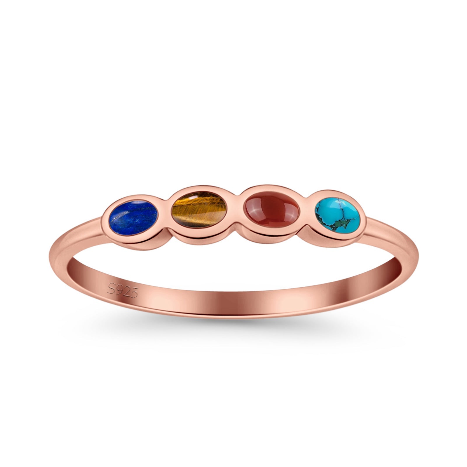 Four Stone Petite Dainty Thumb Fashion Ring Lab Created Opal Solid 925 Sterling Silver