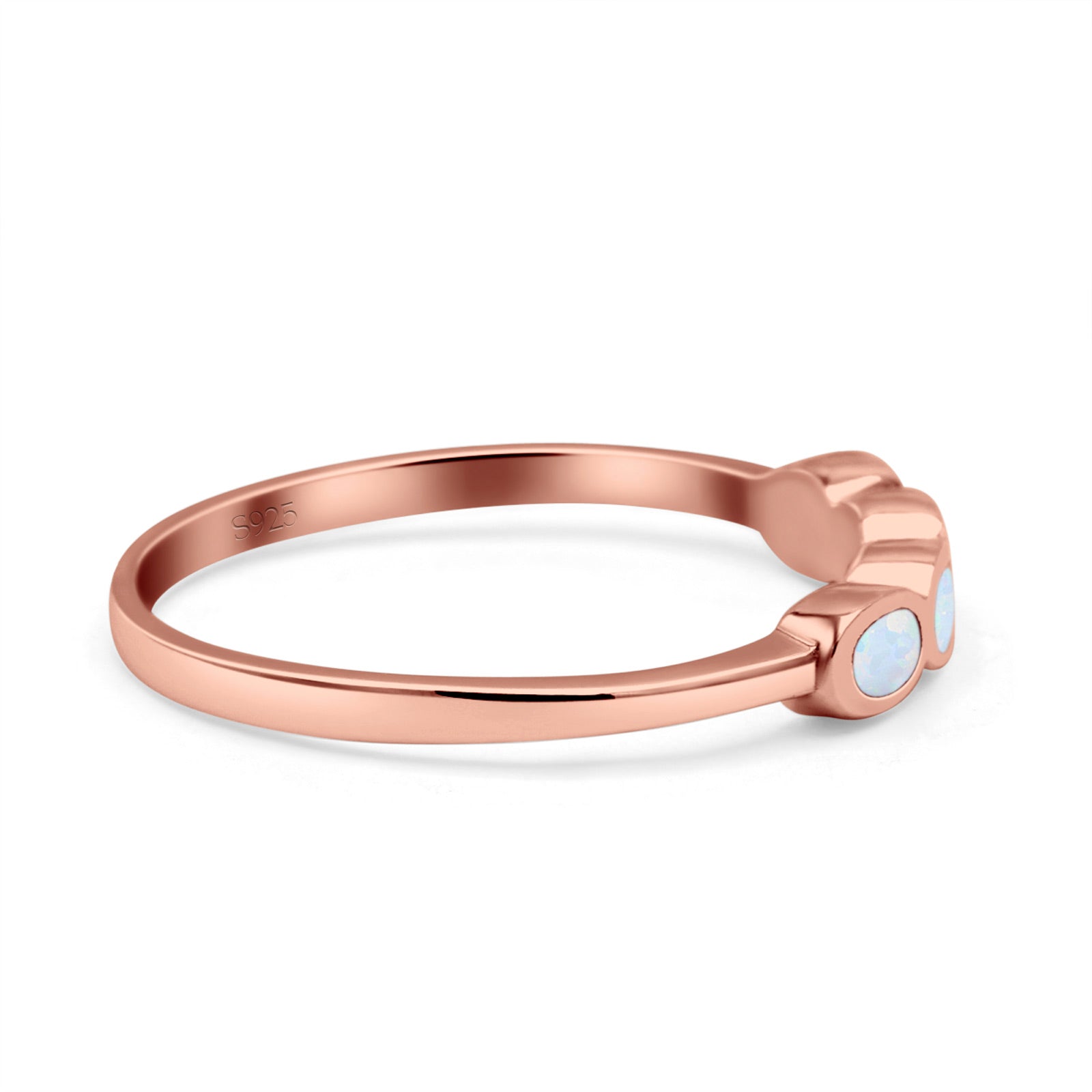 Four Stone Petite Dainty Thumb Fashion Ring Lab Created Opal Solid 925 Sterling Silver