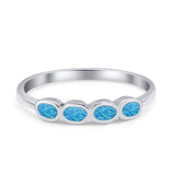 Four Stone Petite Dainty Thumb Fashion Ring Lab Created Opal Solid 925 Sterling Silver