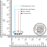 Four Stone Petite Dainty Thumb Fashion Ring Lab Created Opal Solid 925 Sterling Silver