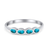 Four Stone Petite Dainty Thumb Fashion Ring Lab Created Opal Solid 925 Sterling Silver