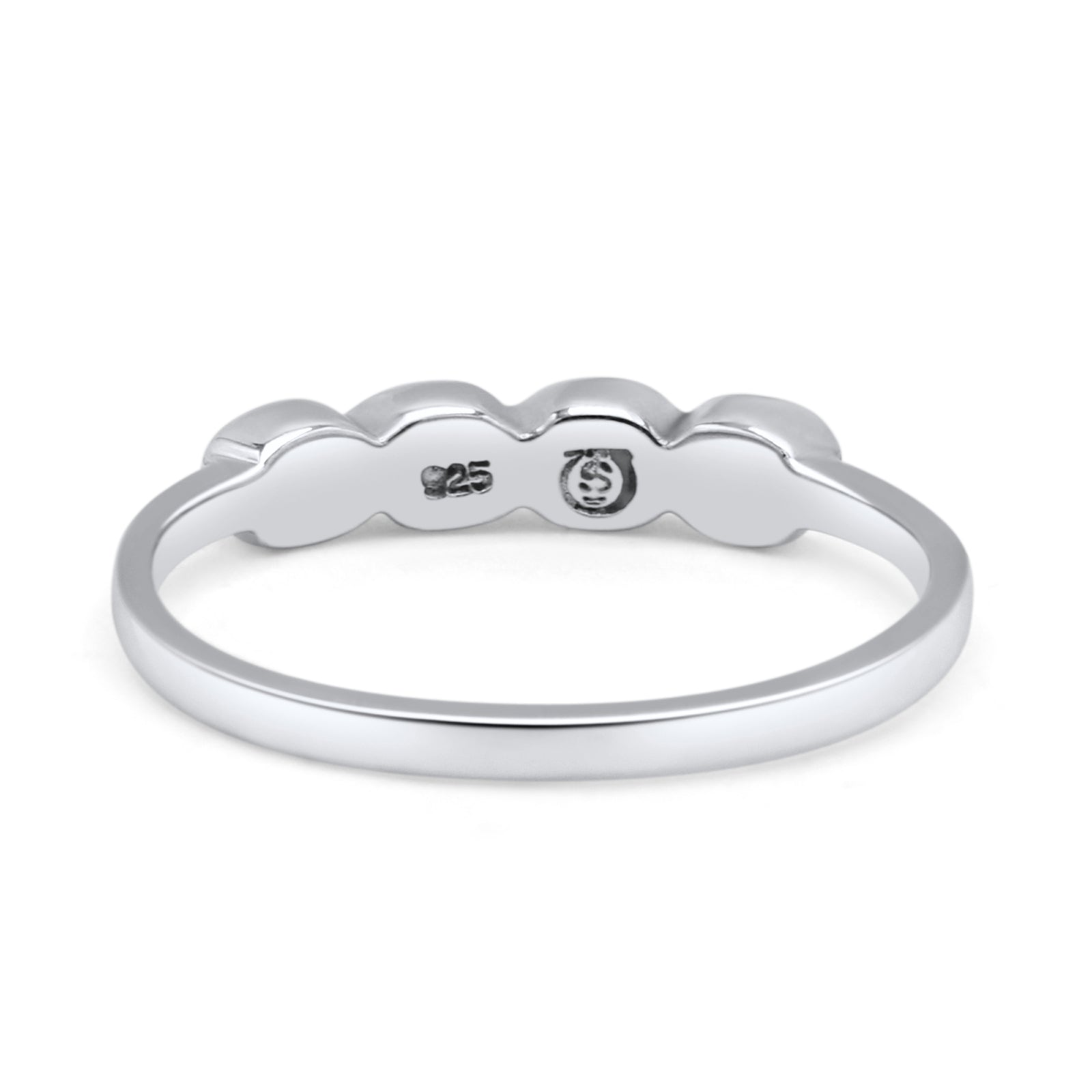 Four Stone Petite Dainty Thumb Fashion Ring Lab Created Opal Solid 925 Sterling Silver