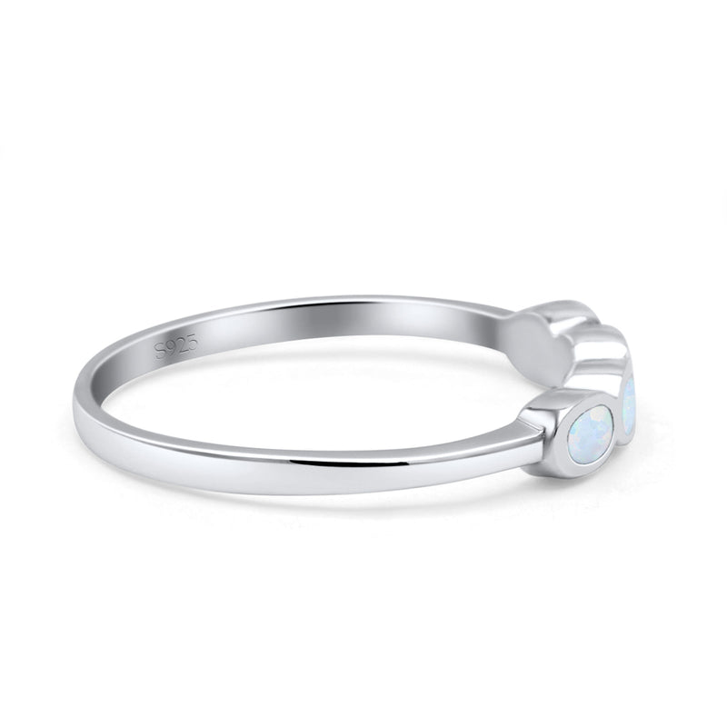 Four Stone Petite Dainty Thumb Fashion Ring Lab Created Opal Solid 925 Sterling Silver