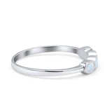 Four Stone Petite Dainty Thumb Fashion Ring Lab Created Opal Solid 925 Sterling Silver