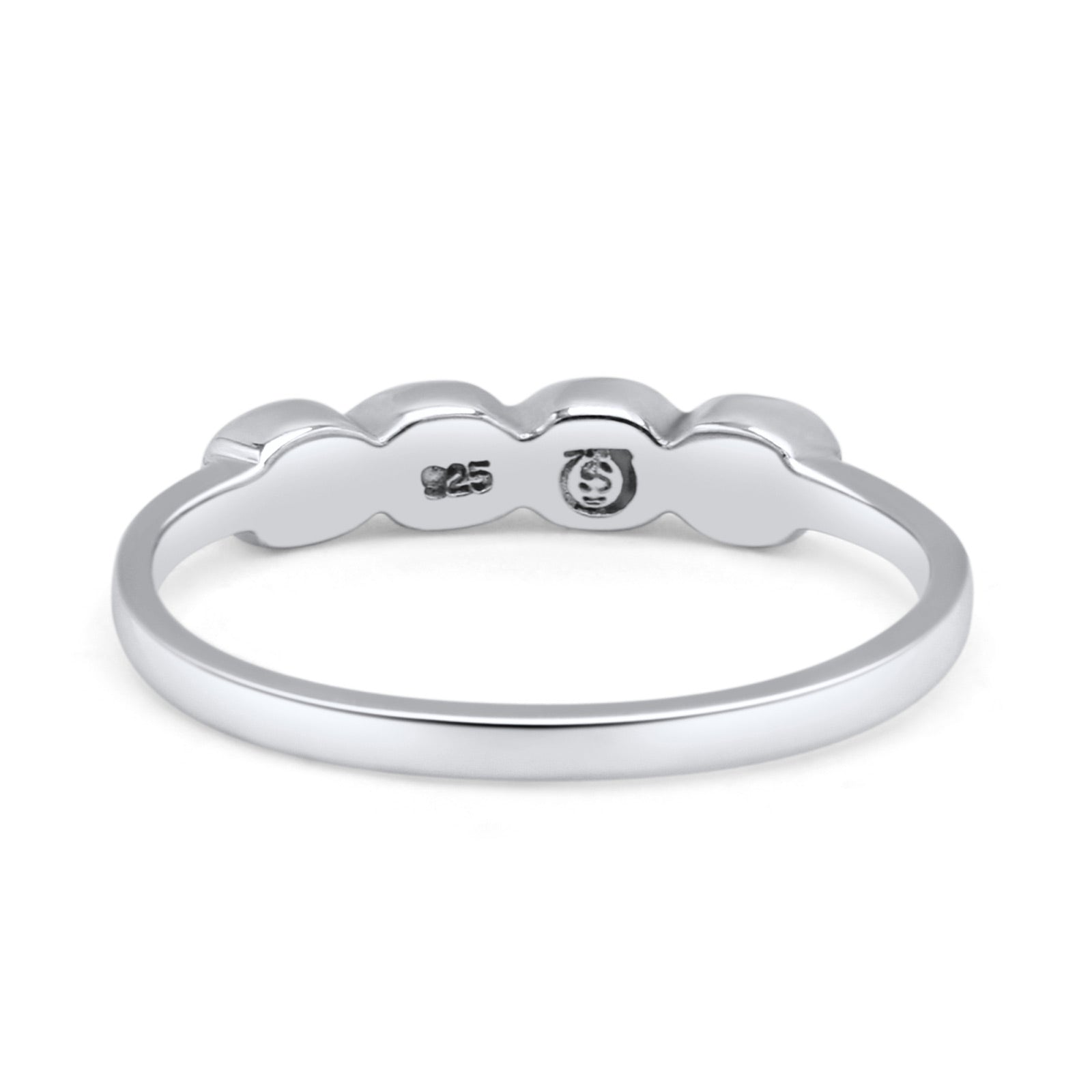Four Stone Petite Dainty Thumb Fashion Ring Lab Created Opal Solid 925 Sterling Silver