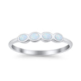 Four Stone Petite Dainty Thumb Fashion Ring Lab Created Opal Solid 925 Sterling Silver