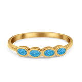 Four Stone Petite Dainty Thumb Fashion Ring Lab Created Opal Solid 925 Sterling Silver