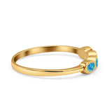 Four Stone Petite Dainty Thumb Fashion Ring Lab Created Opal Solid 925 Sterling Silver