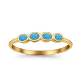 Four Stone Petite Dainty Thumb Fashion Ring Lab Created Opal Solid 925 Sterling Silver