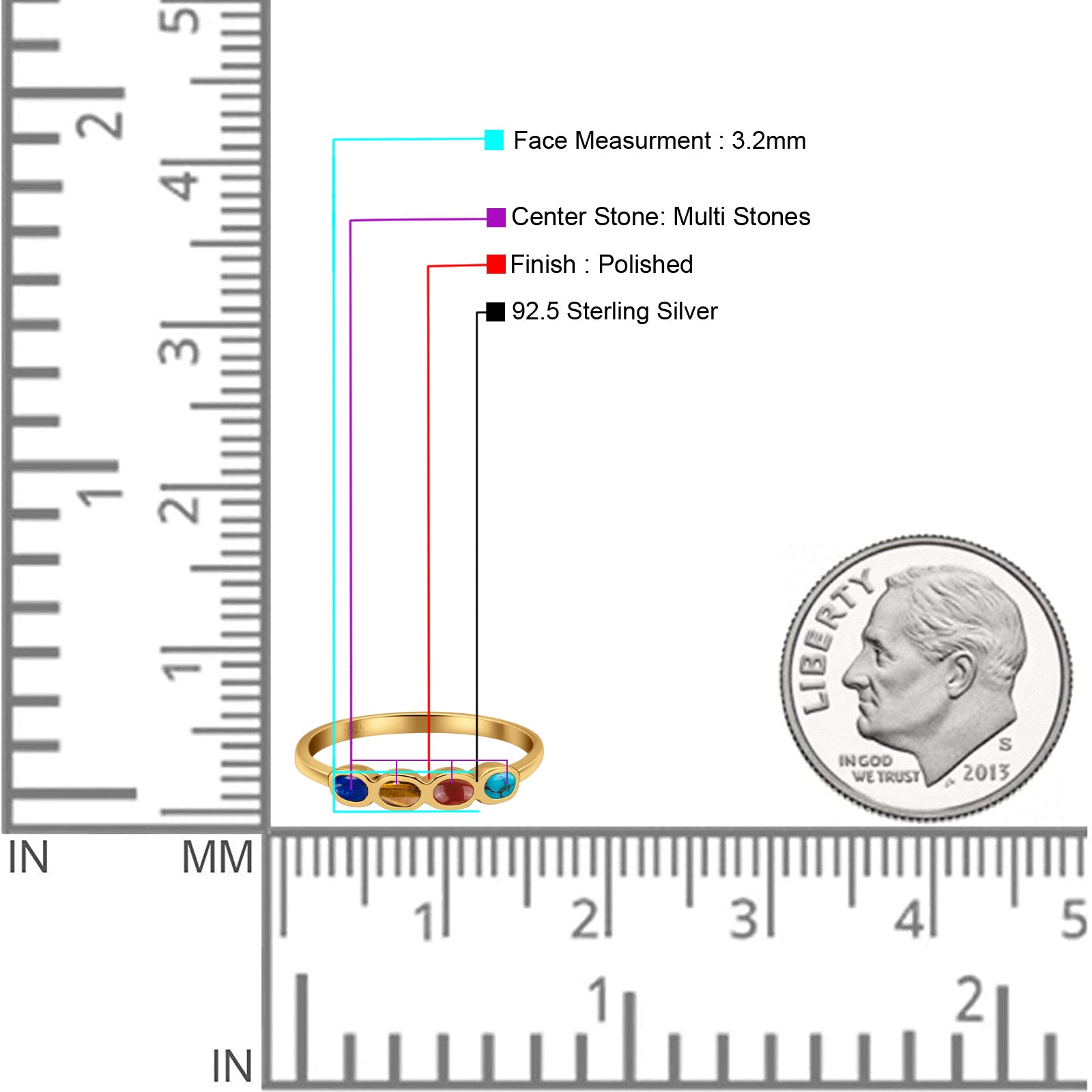 Four Stone Petite Dainty Thumb Fashion Ring Lab Created Opal Solid 925 Sterling Silver