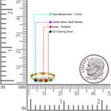Four Stone Petite Dainty Thumb Fashion Ring Lab Created Opal Solid 925 Sterling Silver
