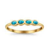 Four Stone Petite Dainty Thumb Fashion Ring Lab Created Opal Solid 925 Sterling Silver