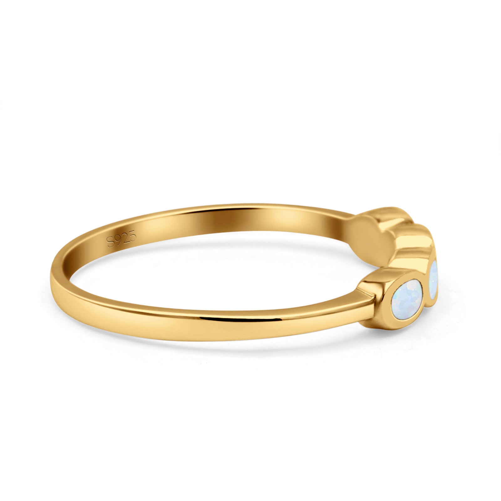 Four Stone Petite Dainty Thumb Fashion Ring Lab Created Opal Solid 925 Sterling Silver
