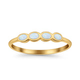 Four Stone Petite Dainty Thumb Fashion Ring Lab Created Opal Solid 925 Sterling Silver