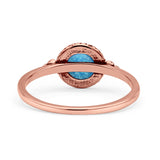 Round Fashion Petite Dainty Oxidized Thumb Statement Ring Lab Created Opal Solid 925 Sterling Silver