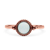 Round Fashion Petite Dainty Oxidized Thumb Statement Ring Lab Created Opal Solid 925 Sterling Silver
