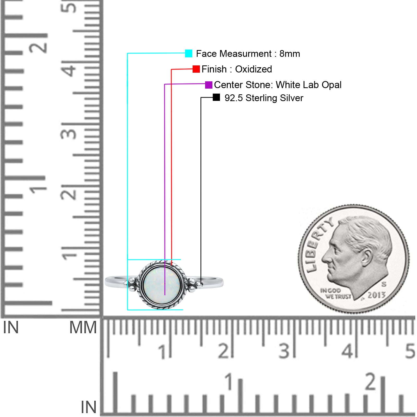 Round Fashion Petite Dainty Oxidized Thumb Statement Ring Lab Created Opal Solid 925 Sterling Silver