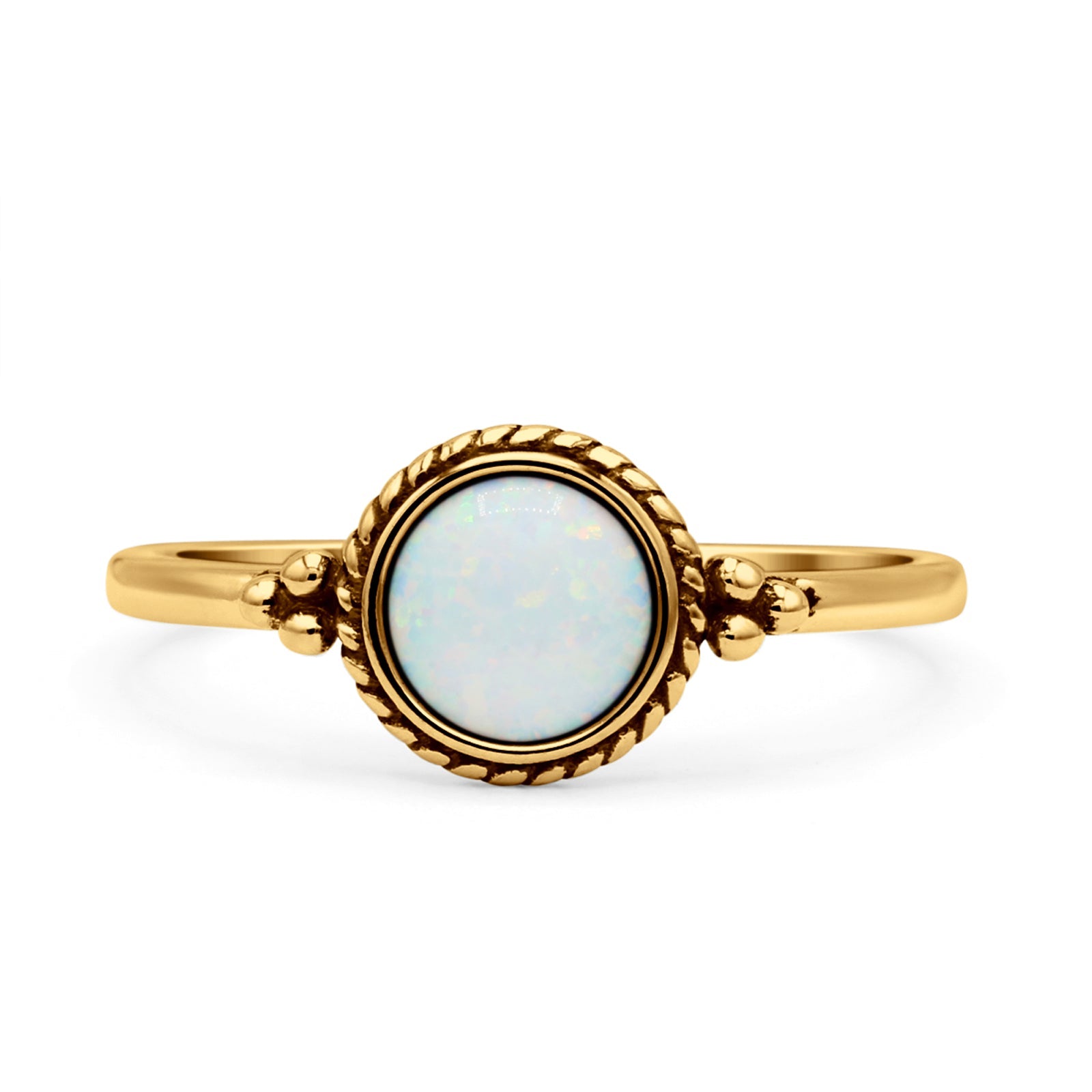 Round Fashion Petite Dainty Oxidized Thumb Statement Ring Lab Created Opal Solid 925 Sterling Silver