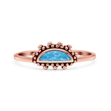 Half  Crescent Moon Ring Lab Created Opal 925 Sterling Silver