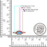 Half  Crescent Moon Ring Lab Created Opal 925 Sterling Silver