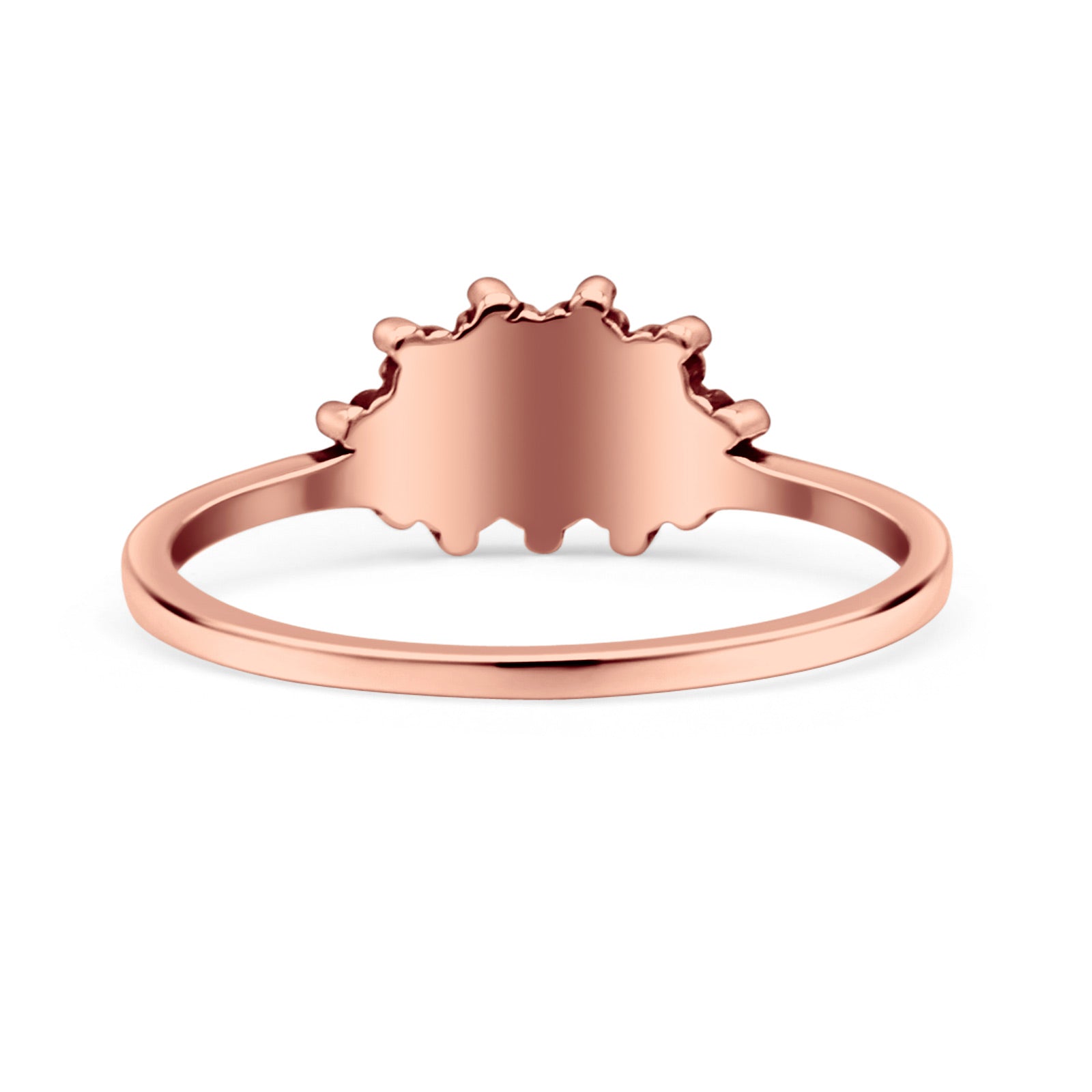 Half  Crescent Moon Ring Lab Created Opal 925 Sterling Silver