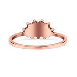 Half  Crescent Moon Ring Lab Created Opal 925 Sterling Silver