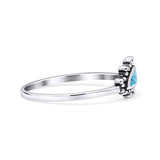 Half  Crescent Moon Ring Lab Created Opal 925 Sterling Silver