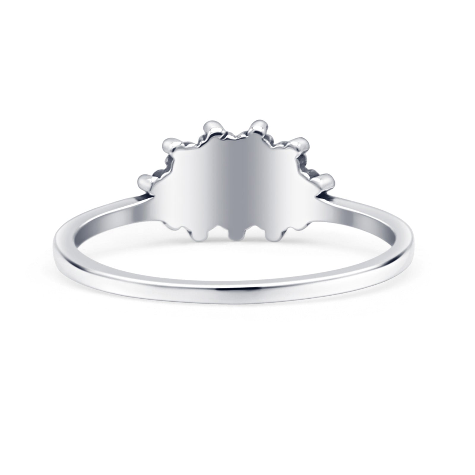 Half  Crescent Moon Ring Lab Created Opal 925 Sterling Silver