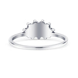 Half  Crescent Moon Ring Lab Created Opal 925 Sterling Silver